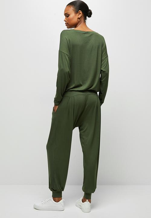 edit - Long sleeve harem jumpsuit - olive