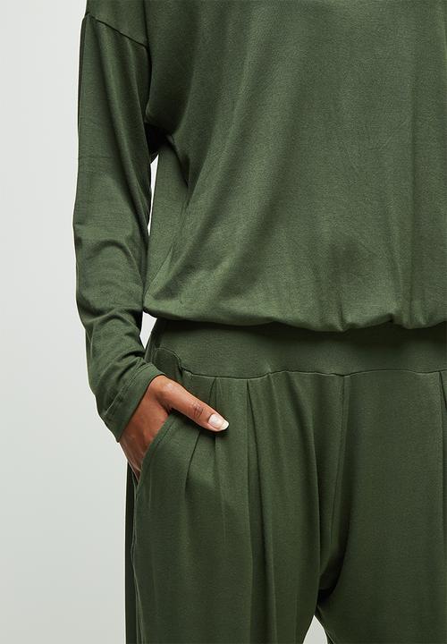 edit - Long sleeve harem jumpsuit - olive
