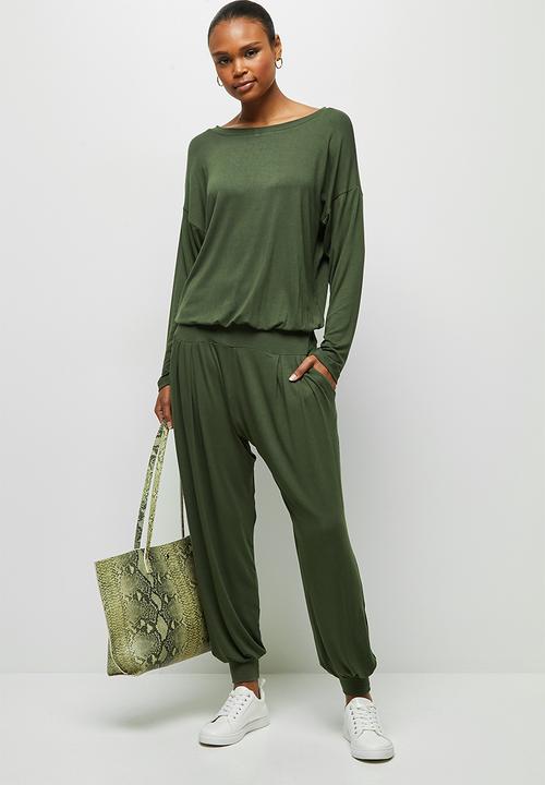 edit - Long sleeve harem jumpsuit - olive