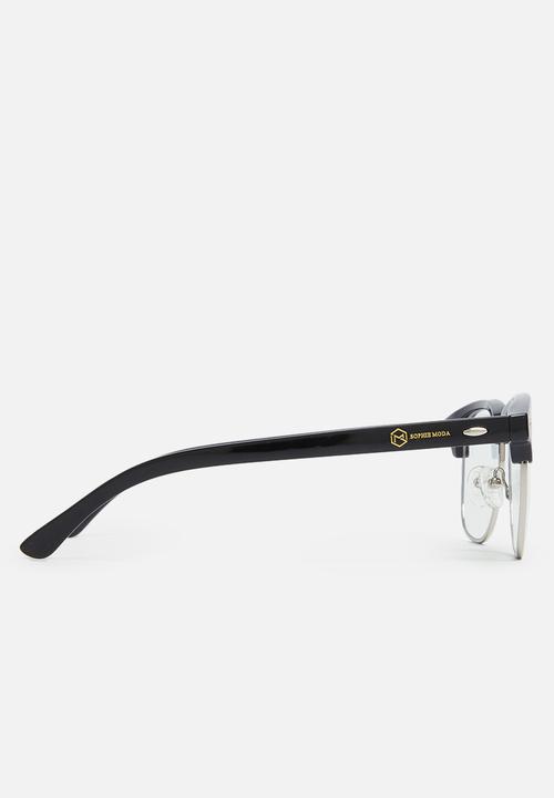 Sophie Moda - Anti-blue light classic half rim optical frame - black & silver