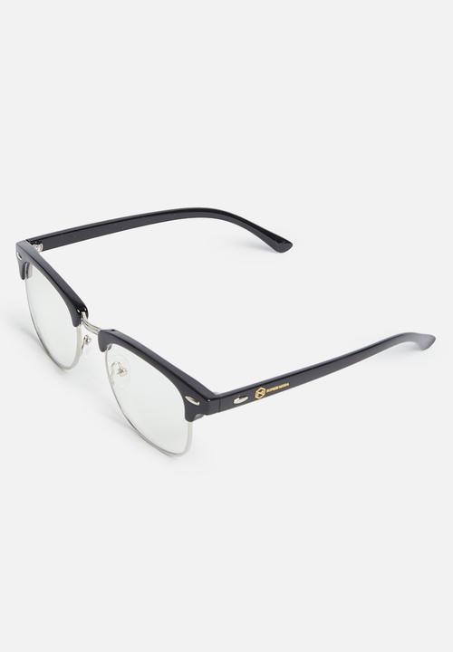 Sophie Moda - Anti-blue light classic half rim optical frame - black & silver