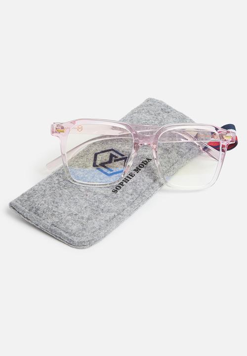 Sophie Moda - Glasses: anti-blue light angular collection - pink