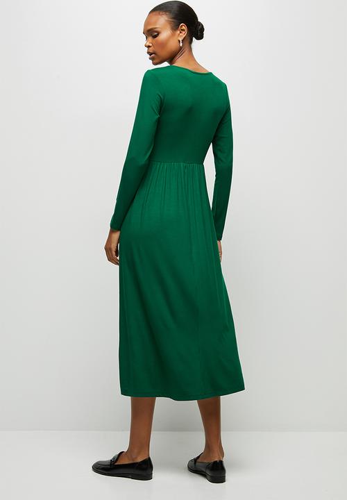 edit - Fit & flare knit midi - emerald