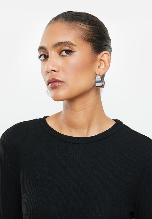 Glamorous - Long sleeve knitted dress - black