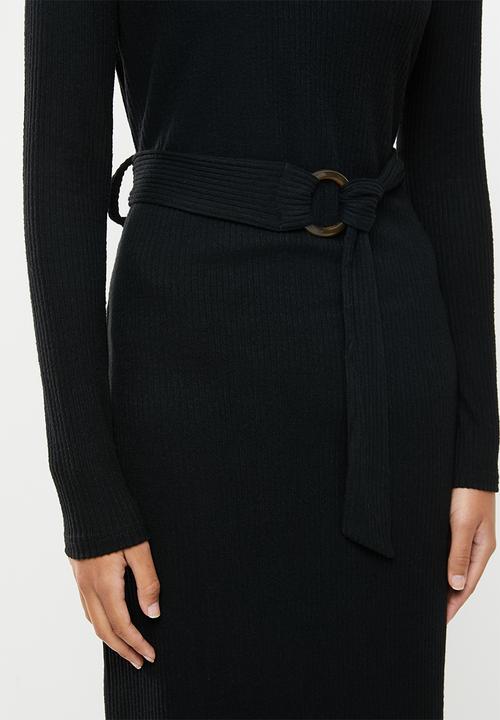 Glamorous - Long sleeve knitted dress - black