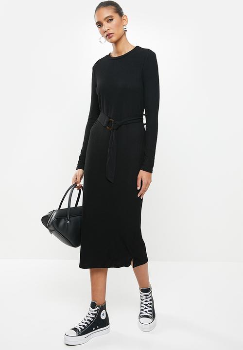Glamorous - Long sleeve knitted dress - black