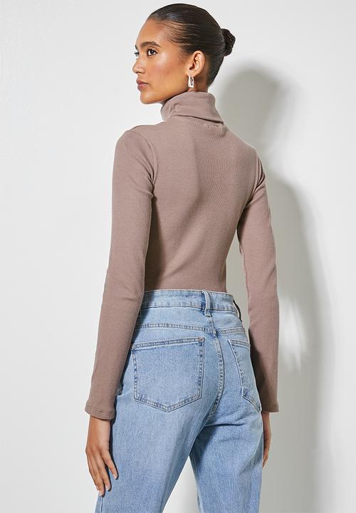 Superbalist - 2 Pack rib poloneck tops - mocha & black