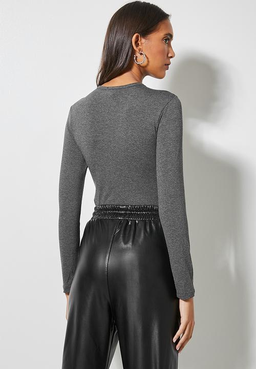 Superbalist - 2 Pack crew neck bodysuit - charcoal & white