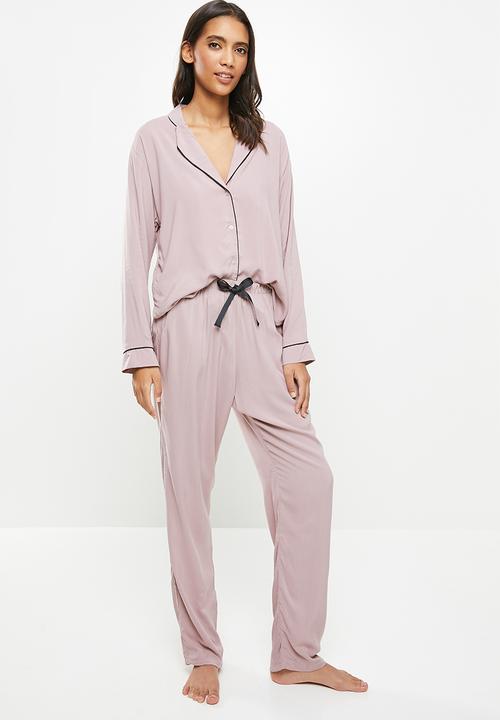 Superbalist - Sleep shirt & pants set - mocha