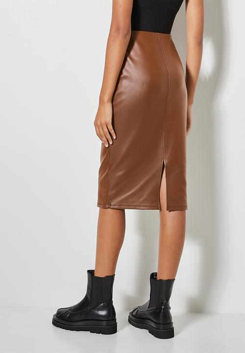 Superbalist - Coated scube bodycon - tobacco