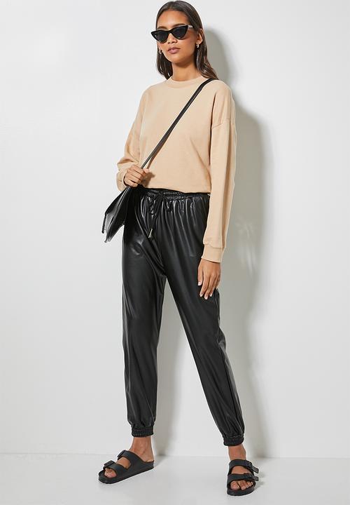 Superbalist - PU jogger - black