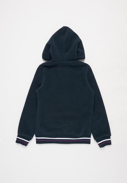 Aca Joe - Pre-girls bonded zip thru hoody - navy