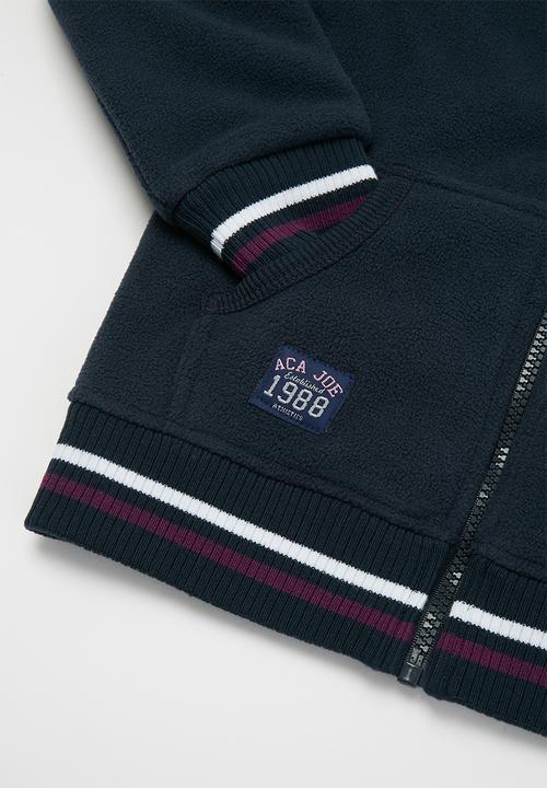 Aca Joe - Pre-girls bonded zip thru hoody - navy