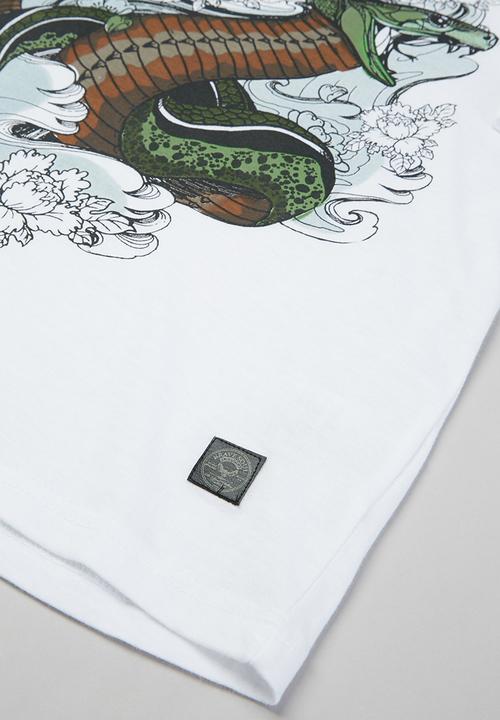 Brave Soul - Habu printed short sleeve tee - white