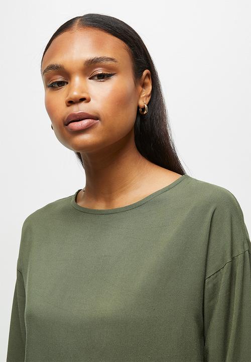 edit - Long sleeve woven basic shell - fatigue