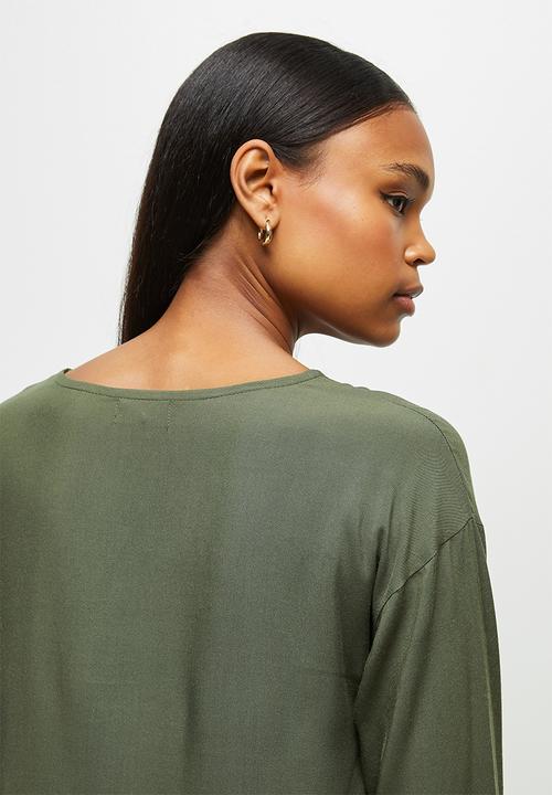 edit - Long sleeve woven basic shell - fatigue