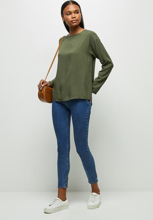 edit - Long sleeve woven basic shell - fatigue