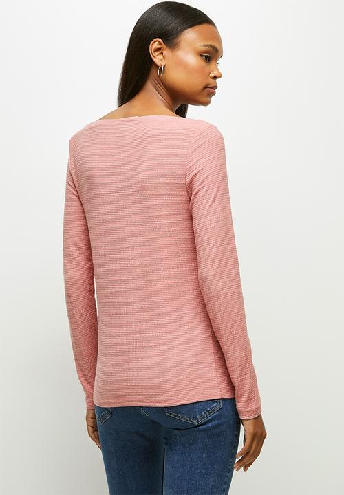 edit - Textured high neck T-shirt - medium pink