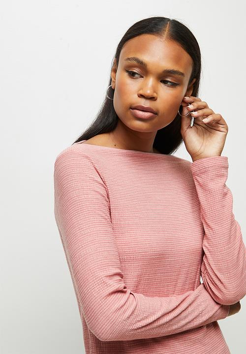 edit - Textured high neck T-shirt - medium pink