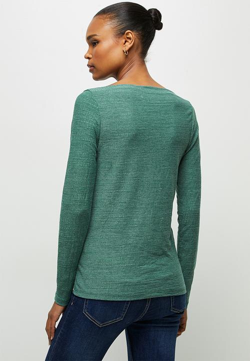 edit - Textured high neck T-shirt - dark green