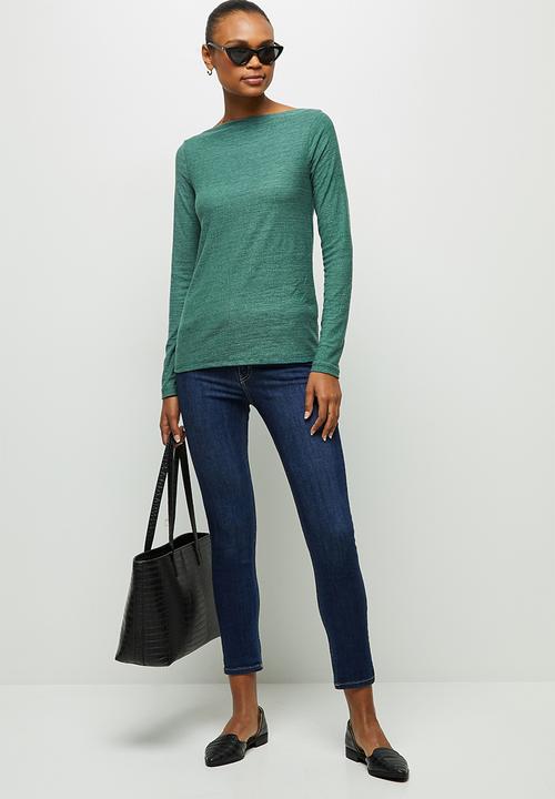 edit - Textured high neck T-shirt - dark green