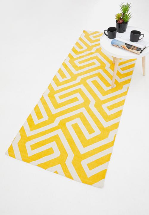 Sixth Floor - Maze printed runner - mustard yellow
