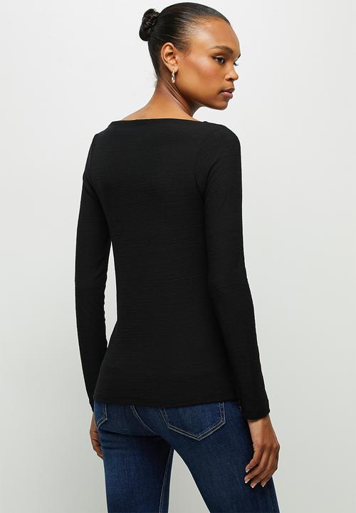 edit - Textured high neck T-shirt - black