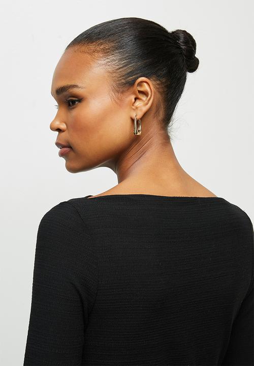 edit - Textured high neck T-shirt - black