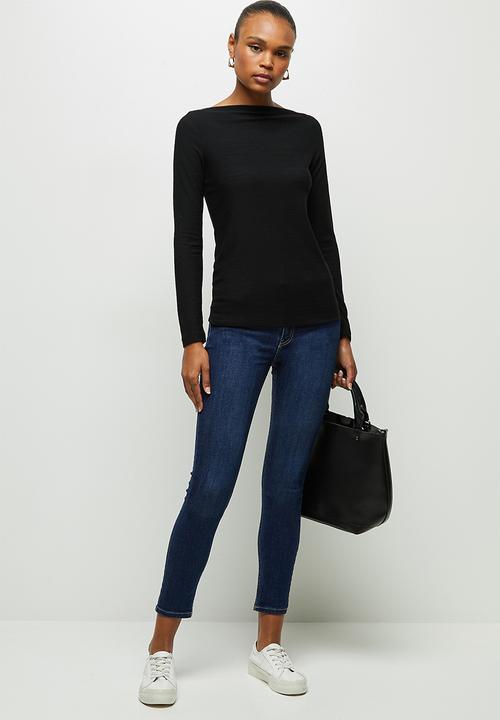 edit - Textured high neck T-shirt - black