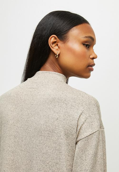edit - Funnel neck column dress - stone
