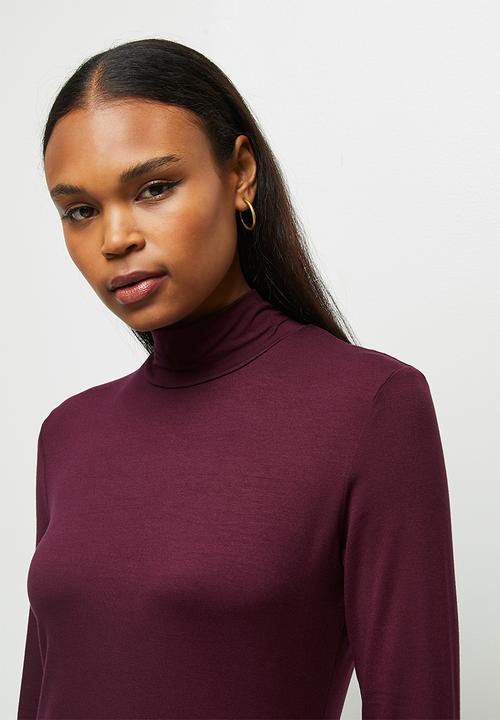 edit - Round neck hi low midi - dark berry