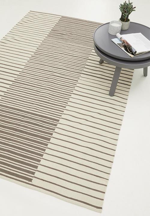 Sixth Floor - Striped woven cotton rug - grey