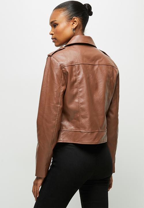 edit - Pu biker jacket - brown