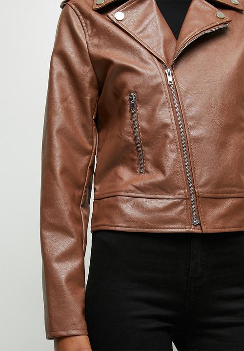 edit - Pu biker jacket - brown