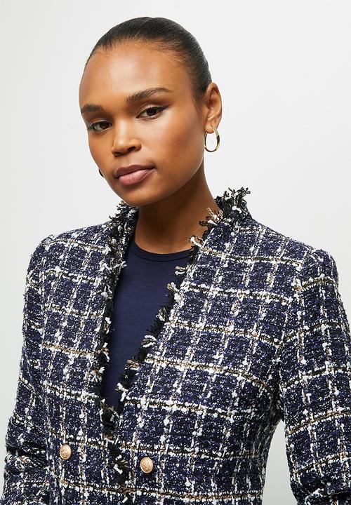 Tweed textured blazer - navy tweed