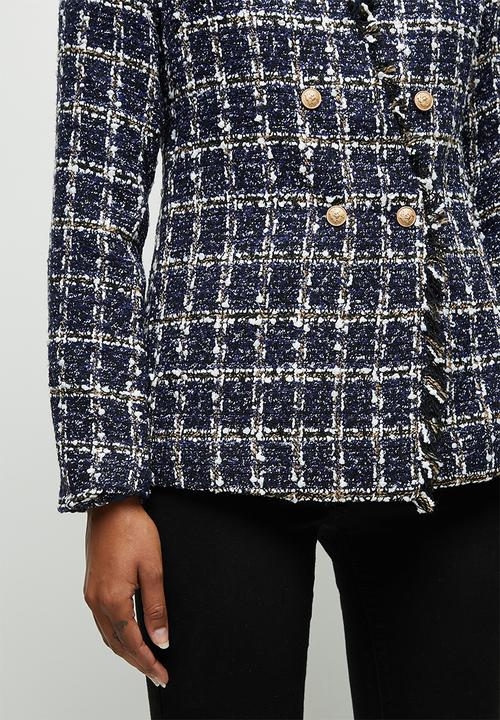 edit - Tweed textured blazer - navy tweed
