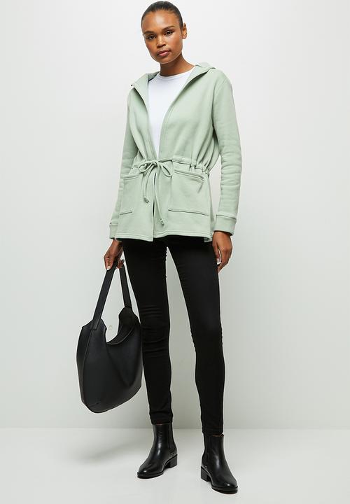 edit - Fleece hooded jacket - sage