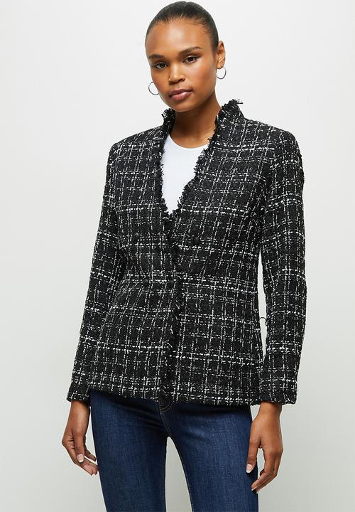 edit - Tweed textured blazer - black