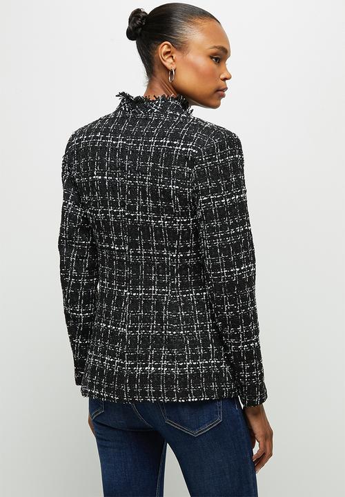 edit - Tweed textured blazer - black