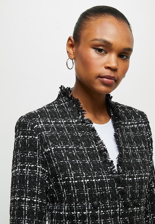 edit - Tweed textured blazer - black