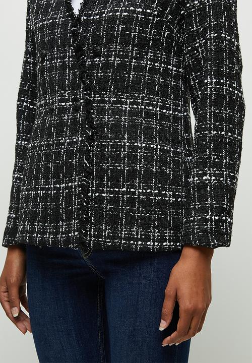 edit - Tweed textured blazer - black