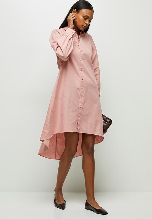 edit - Collared longline shirt - dusty pink