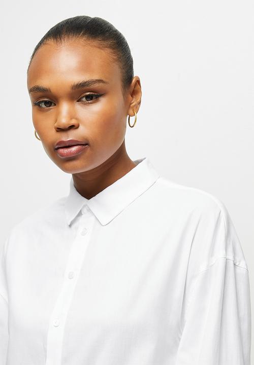 edit - Collared longline shirt - milk
