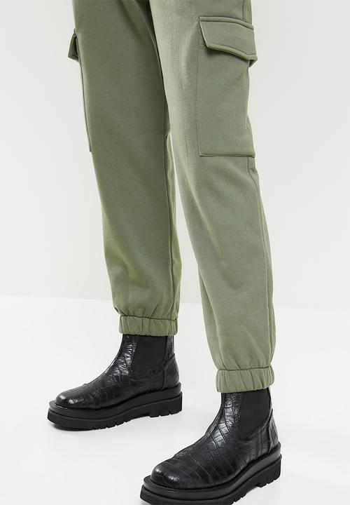 Blake - Fleece cargo jogger - sage