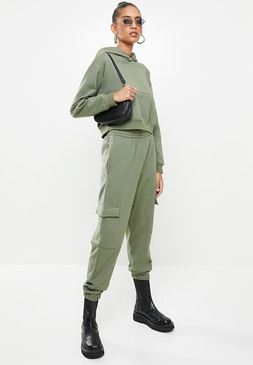 Blake - Fleece cargo jogger - sage