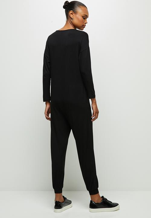 edit - Oversized knit jumpsuit - black