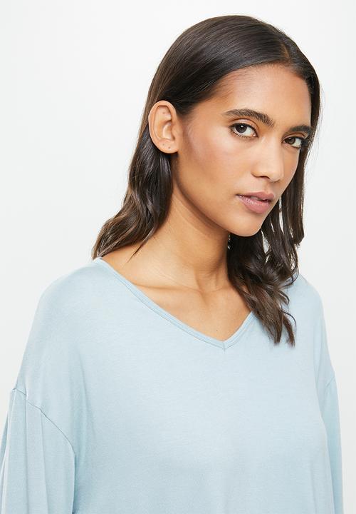 Superbalist - V-neck sleep top & pants set - light blue