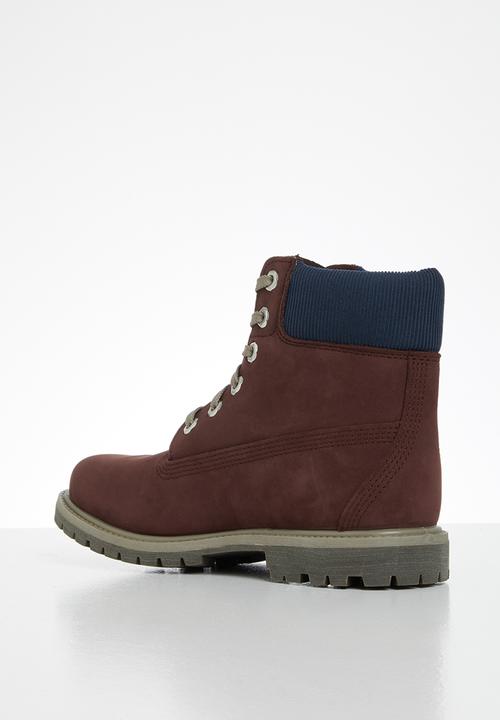 Timberland - 6in premium wp boot l/f- w - burgundy nubuck