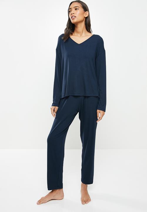 Superbalist - V-neck sleep top & pants set - navy