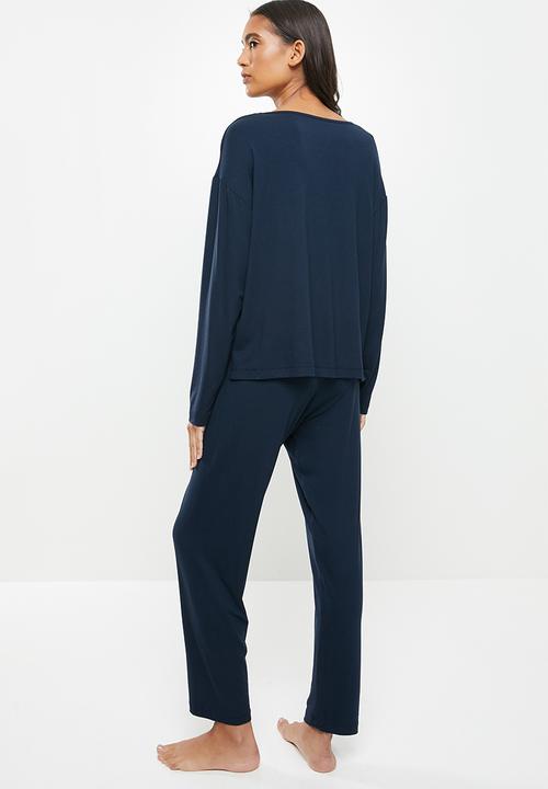 Superbalist - V-neck sleep top & pants set - navy